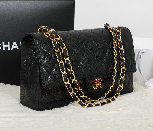 Chanel Classic Flap Bag 1113 Black Original Cannage Pattern Leather Gold