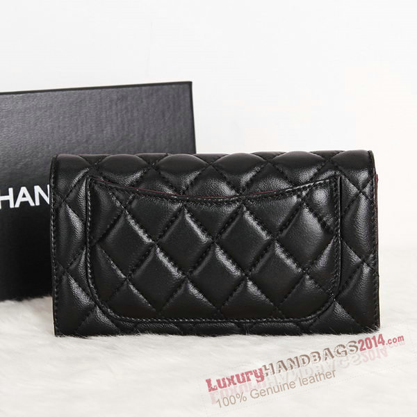 Chanel Original sheepskin Long Tri-Fold Wallet A00333 Black