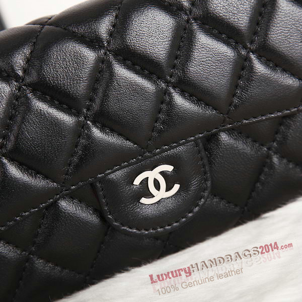 Chanel Original sheepskin Long Tri-Fold Wallet A00333 Black