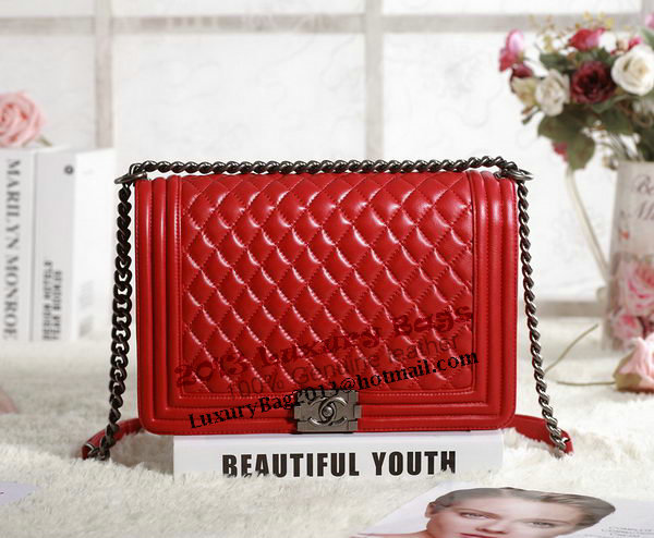 Chanel Boy Flap Shoulder Bag in Original Leather A67087 Red