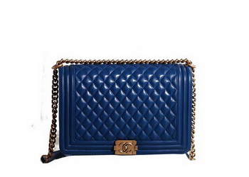 Chanel Boy Flap Shoulder Bag in RoyalBlue Original Leather Gold