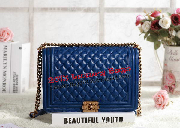 Chanel Boy Flap Shoulder Bag in RoyalBlue Original Leather Gold