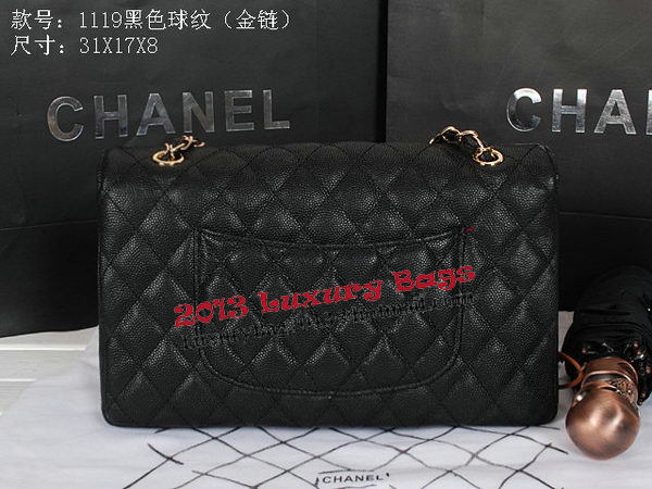 Chanel Classic Flap Bag 1119 Black Cannage Pattern Leather Gold