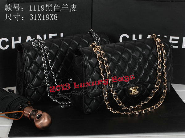 Chanel Classic Flap Bag 1119 Black Sheepskin Gold