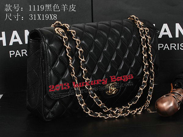 Chanel Classic Flap Bag 1119 Black Sheepskin Gold