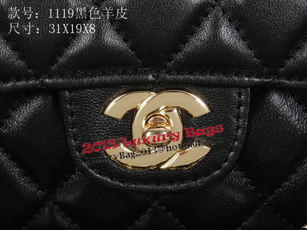 Chanel Classic Flap Bag 1119 Black Sheepskin Gold