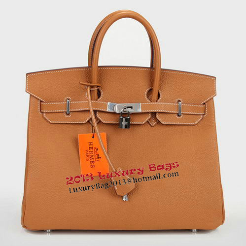 Hermes Birkin 35CM Tote Bag Camel Original Leather H35 Silver