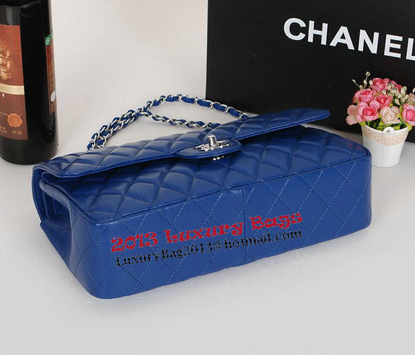 Chanel Classic Flap Bag 1113 RoyalBlue Sheepskin Leather Silver