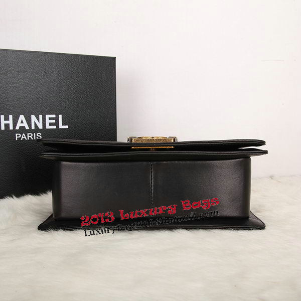 Boy Chanel Flap Shoulder Bag Black Original Snake Leather A67086 Gold