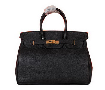 Hermes Birkin 35CM Tote Bag Black Original Grainy Leather H35 Gold