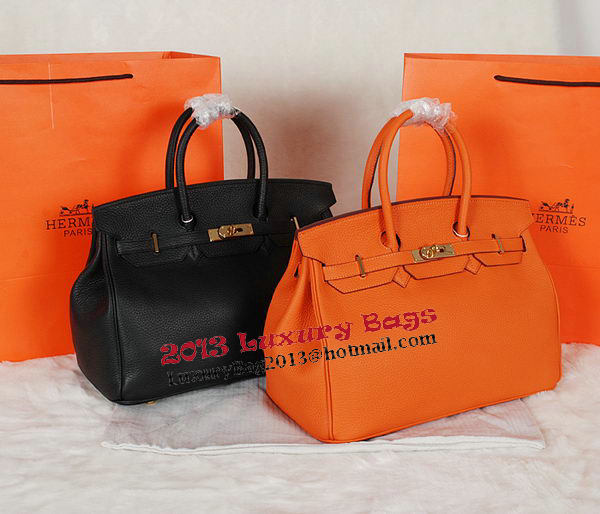 Hermes Birkin 35CM Tote Bag Black Original Grainy Leather H35 Gold