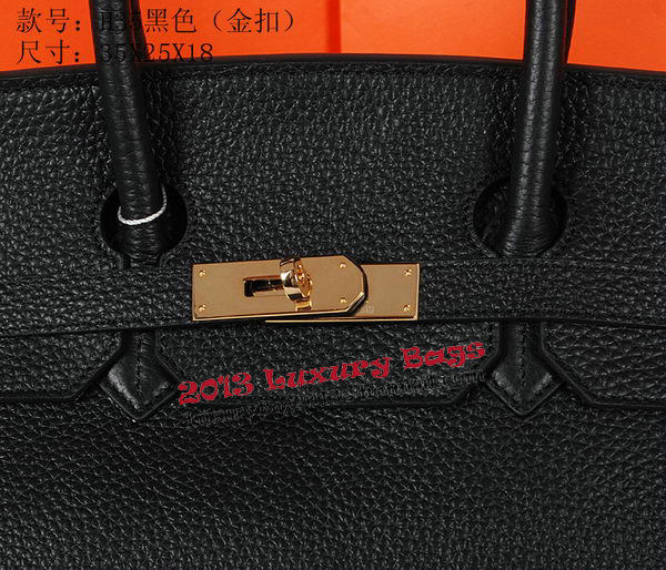 Hermes Birkin 35CM Tote Bag Black Original Grainy Leather H35 Gold