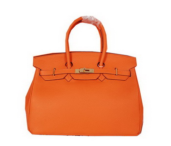 Hermes Birkin 35CM Tote Bag Orange Original Grainy Leather H35 Gold