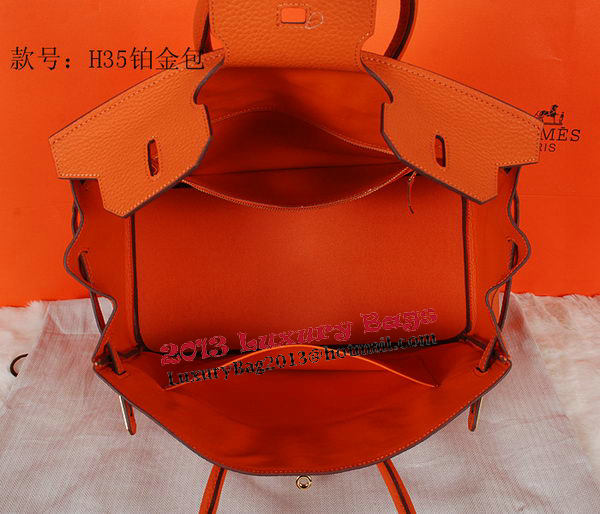 Hermes Birkin 35CM Tote Bag Orange Original Grainy Leather H35 Gold