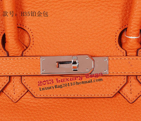 Hermes Birkin 35CM Tote Bag Orange Original Grainy Leather H35 Silver