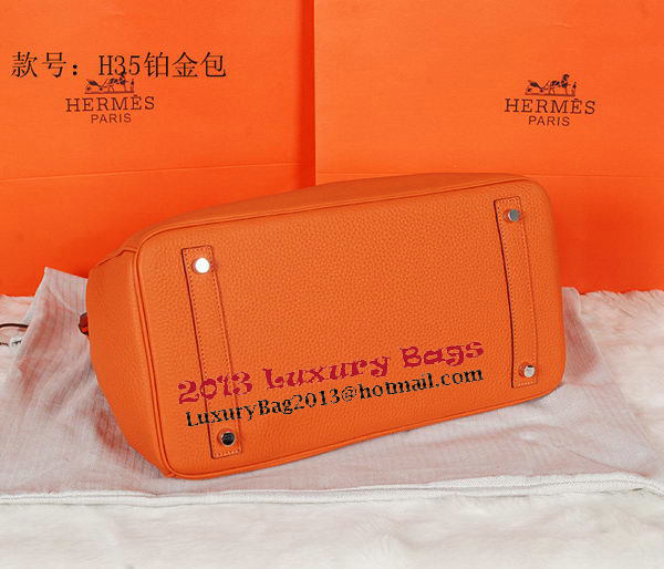 Hermes Birkin 35CM Tote Bag Orange Original Grainy Leather H35 Silver