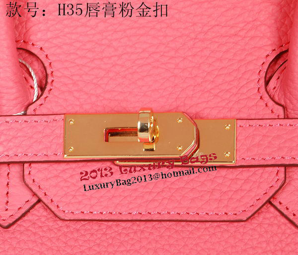 Hermes Birkin 35CM Tote Bag Pink Original Grainy Leather H35 Gold