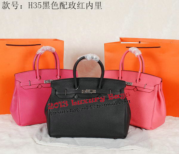 Hermes Birkin 35CM Tote Bag Pink Original Grainy Leather H35 Silver