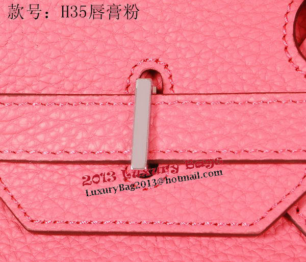 Hermes Birkin 35CM Tote Bag Pink Original Grainy Leather H35 Silver