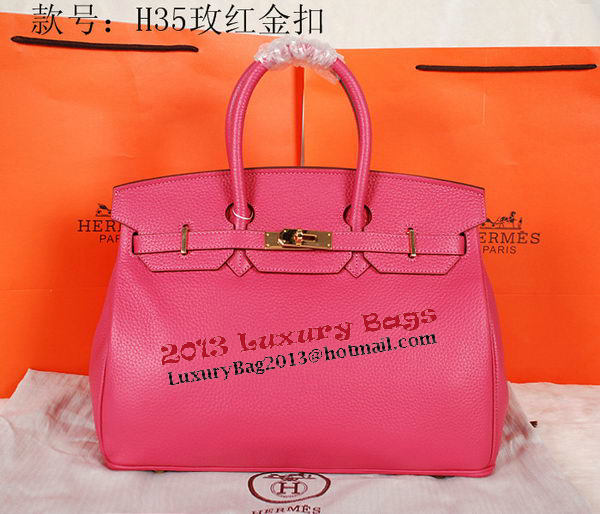 Hermes Birkin 35CM Tote Bag Rose Original Grainy Leather H35 Gold