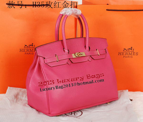 Hermes Birkin 35CM Tote Bag Rose Original Grainy Leather H35 Gold