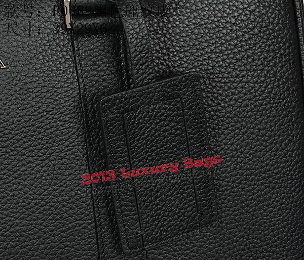 Prada Grainy Calf Leather Briefcase VA0089 Black