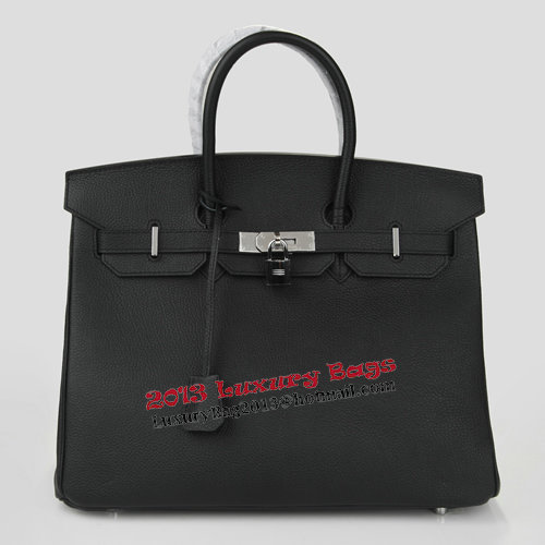 Hermes Birkin 35CM Tote Bag Black Original Leather H35 Silver