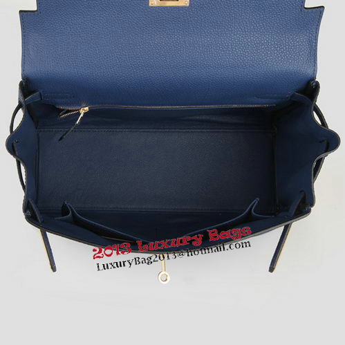 Hermes Kelly 32cm Shoulder Bag Dark Blue Original Leather K32 Gold