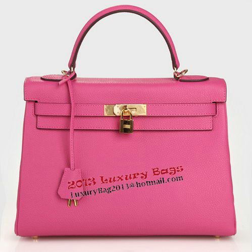 Hermes Kelly 32cm Shoulder Bag Rose Original Leather K32 Gold