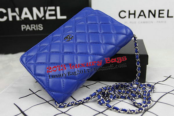 Chanel CHA33814 Blue Original Sheepskin Leather mini Flap Bag Silver