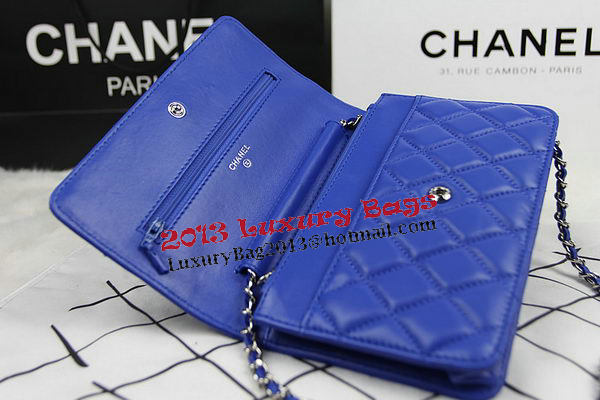 Chanel CHA33814 Blue Original Sheepskin Leather mini Flap Bag Silver