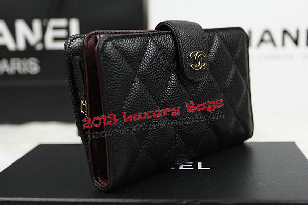 Chanel Matelasse Bi-Fold Wallet Original Cannage Pattern Leater CHA48667 Black