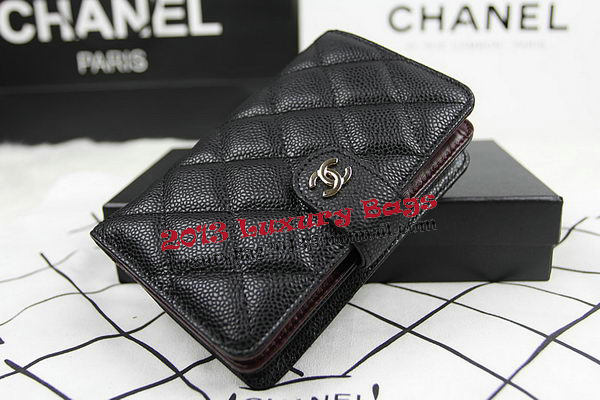 Chanel Matelasse Bi-Fold Wallet Original Cannage Pattern Leater CHA48667 Black