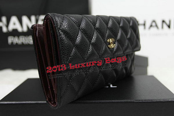 Chanel Matelasse Tri-Fold Wallet Original Cannage Pattern Leater CHA48983 Black