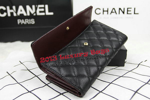 Chanel Matelasse Tri-Fold Wallet Original Cannage Pattern Leater CHA48983 Black