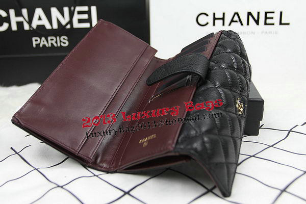 Chanel Matelasse Tri-Fold Wallet Original Cannage Pattern Leater CHA48983 Black