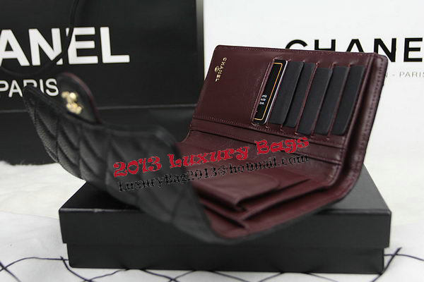 Chanel Tri-Fold Wallet Original Cannage Pattern Leather CHA31506 Black