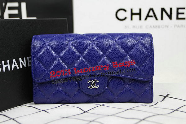 Chanel Tri-Fold Wallet Original Cannage Pattern Leather CHA31506 Blue