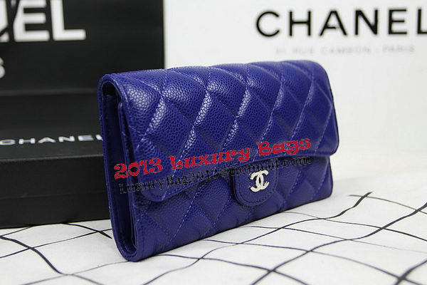 Chanel Tri-Fold Wallet Original Cannage Pattern Leather CHA31506 Blue