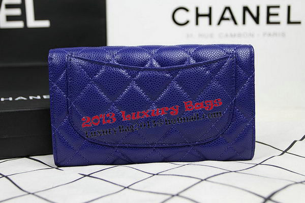 Chanel Tri-Fold Wallet Original Cannage Pattern Leather CHA31506 Blue