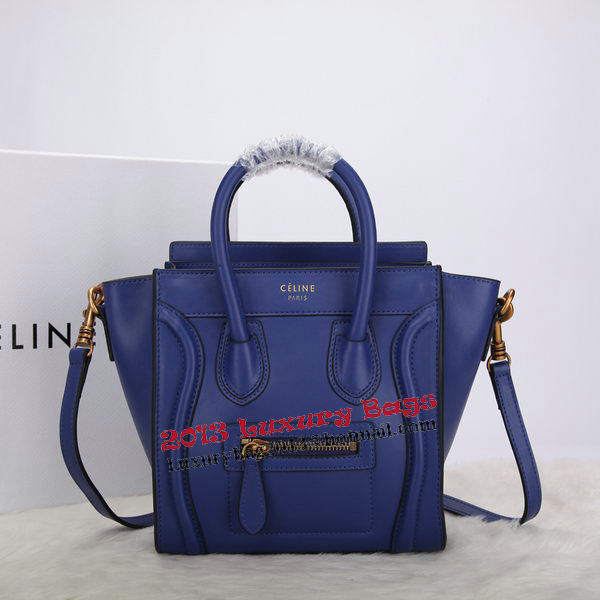 Celine Luggage Nano Bag Smooth Leather C106 Blue