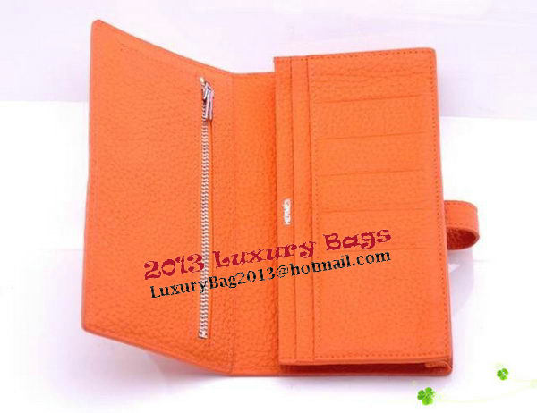 Hermes Bearn Japonaise Bi-Fold Wallet Grainy Leather H68942 Orange