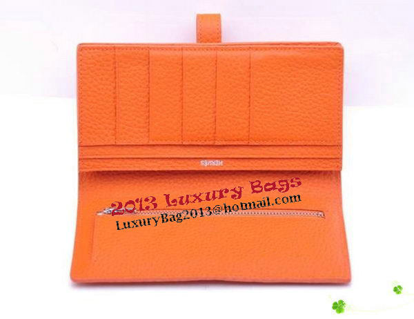 Hermes Bearn Japonaise Bi-Fold Wallet Grainy Leather H68942 Orange