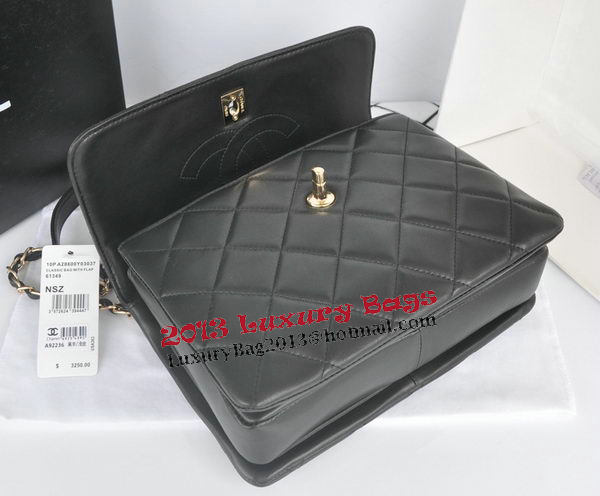 Chanel Classic Top Handle Bag Original Sheepskin Leather CHA92236 Black