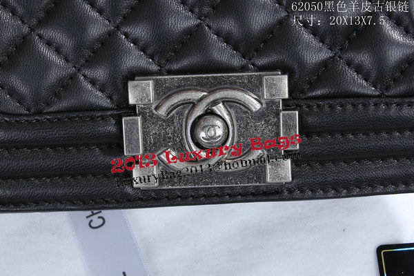 Boy Chanel Flap Shoulder Bag in Sheepskin Leather A62050 Black