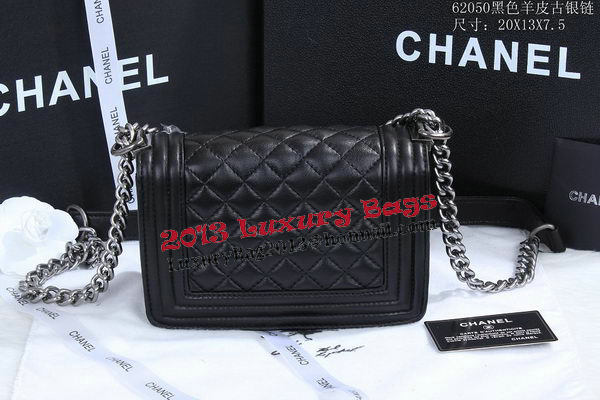 Boy Chanel Flap Shoulder Bag in Sheepskin Leather A62050 Black