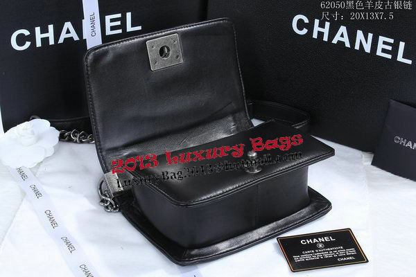 Boy Chanel Flap Shoulder Bag in Sheepskin Leather A62050 Black