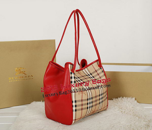 BurBerry Small Haymarket Check Tote Bag B5911 Red