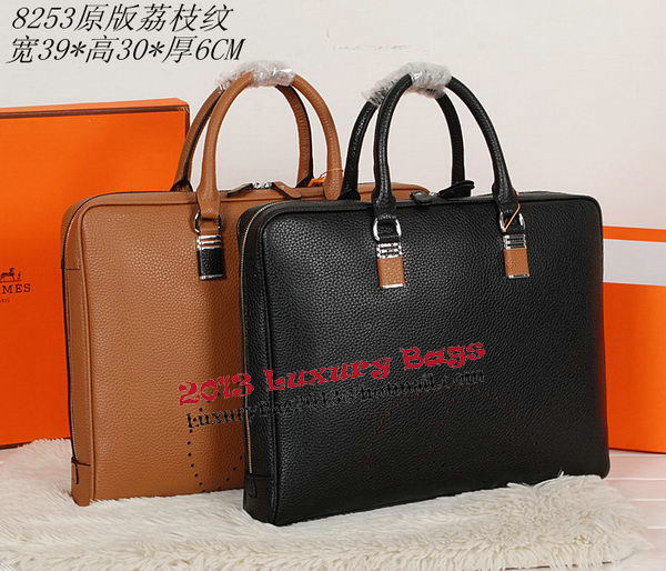 Hermes Briefcase Grainy Calf Leather H8253 Wheat