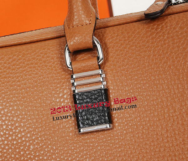 Hermes Briefcase Grainy Calf Leather H8253 Wheat